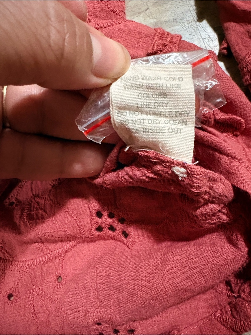 Anthropologie Red Eyelet V-Neck Tie-Hem Blouse - Picture 5 of 7